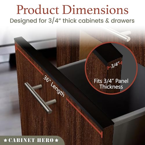 Image of Cabinet Hero Slimline Cabinet Edge Protector - Prevents Chipping, Wear, Discoloration - Drawer Edge Guard, Bumper for Drawer - Easy Slip-On Installation - 3 /4 inch Thick, 36 inch Length, Black, Pack of 4