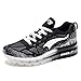 ONEMIX Hommes Chaussures de Course Basket Sports Cuscino d'Aria Atletica Running Sneaker 3D Knit 1118 Noir Blanc 42EU