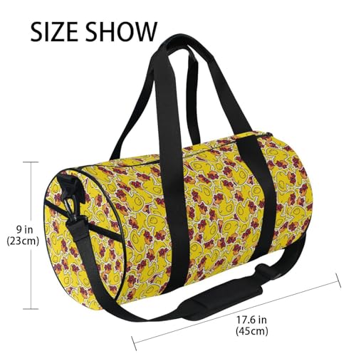 Round Duffel Sports Bag Rubber Duck Star Lightweight with Inner Pocket Gym Bag for Men Women Duffle Bag for Travel Sports3