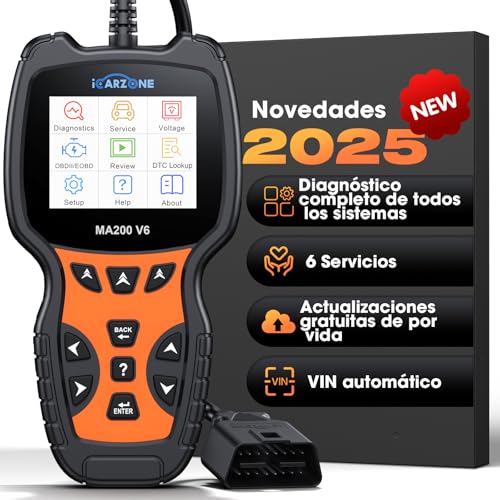 ICARZONE MA200 V6 Escáner OBD2 para Ben.z/Land Rover/Pors.che/BM.W/Volvo/V.A.G, Máquina Diagnosis Herramienta de Diagnóstico de Coche, 6 Servicios/Reinicio de Aceite/BMS/EPB/SAS/TPMS, Vin Automático