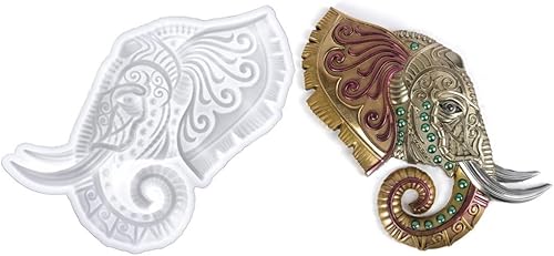 Miniatura 8 de EXCEART Plantillas de resina epoxi para decoración de manualidades, molde flexible de cabeza de elefante, molde de fundición de silicona epoxi,