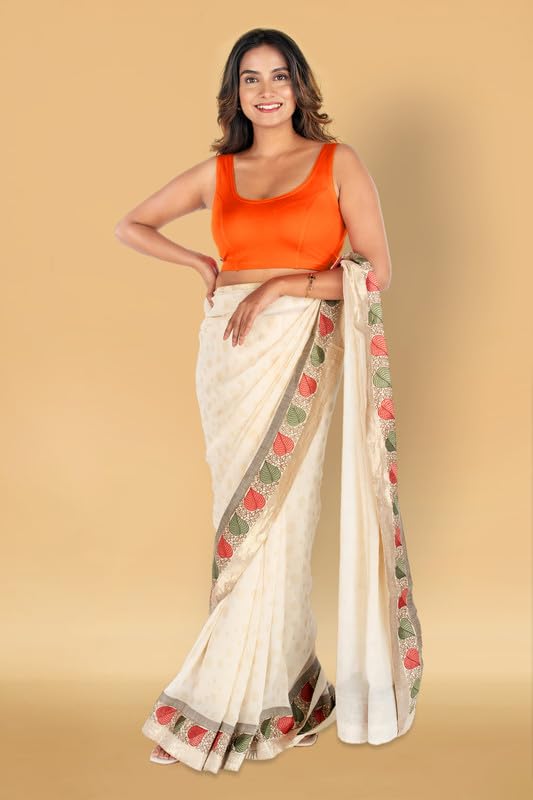 Image of Abhi Cotton Readymade Saree Blouse for Women- Sleeveless, U-Neck, Regular-fit, Stretchable, Pull-on Style
