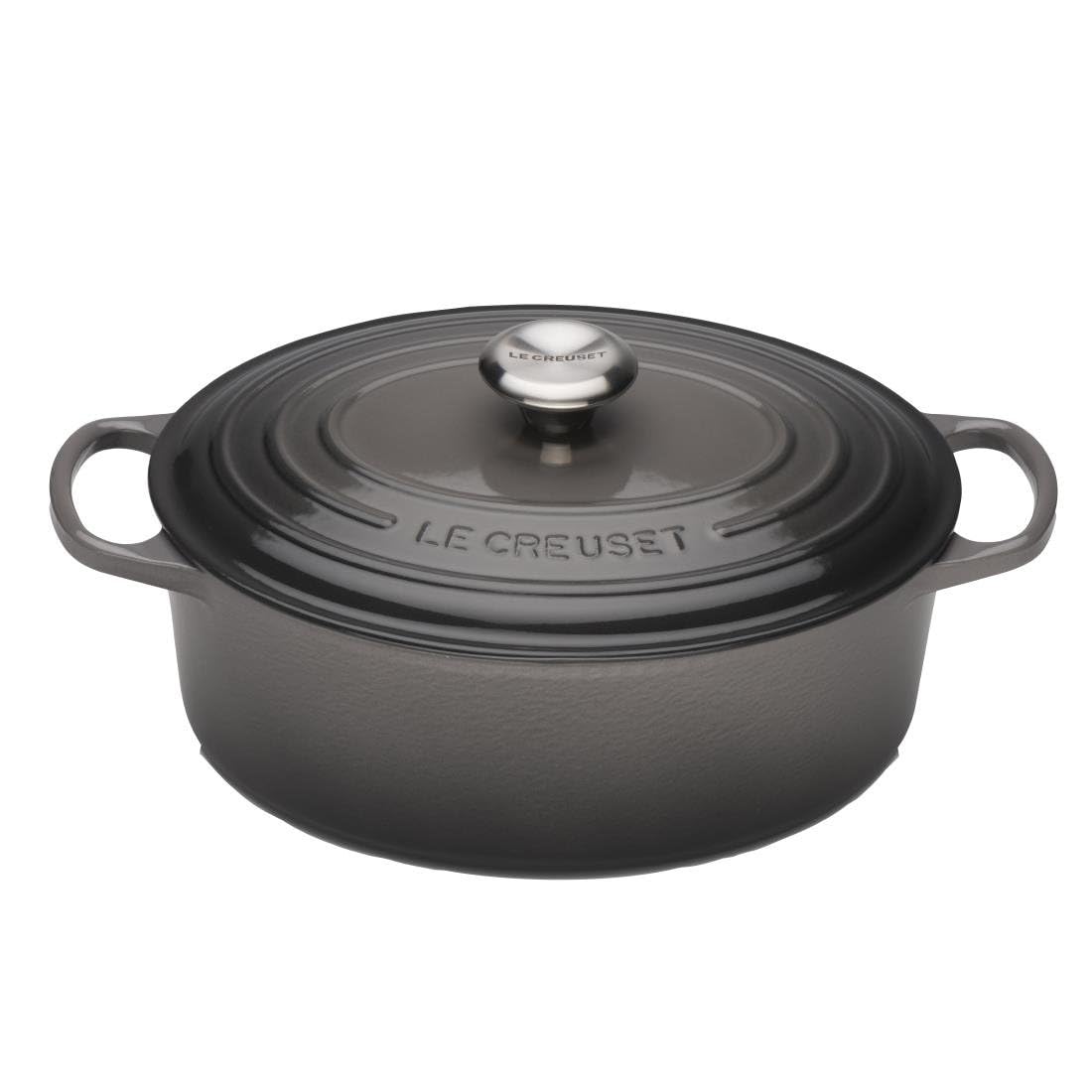 Le Creuset Signature Gusseisen-Bräter mit Deckel, Ø 27 cm, Oval, Für alle Herdarten und Induktion geeignet, Volumen: 4,1 l, 4,425 kg, Flint, 21178274442430