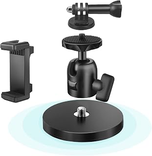 Magnetic Camera Mount with Ball Head, Magnetic Phone Holder for Gym,Super Strong Rubber Coating Neodymium Magnet for Smartphone Hero 13/12/11/10/9/8/7/6,DJI Osmo Action Insta360, Security Camera