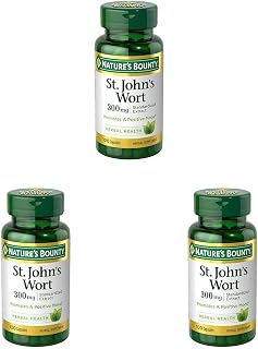 Nature's Bounty St. John’s Wort 300mg Capsules, Herbal Health Supplement, Promotes a Positive Mood, 100 Capsules (Pack of 3)
