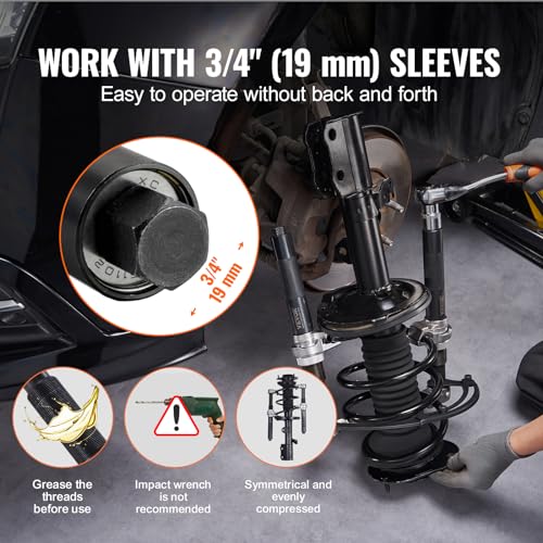 VEVOR Federspanner Satz 280 mm Max. Kompressionshub Universal Federbein Werkzeug 1200kg Tragfähigkeit federbeinspanner 220–310mm KFZ Auto Profi Feder Spanner Stoßdämpfer Werkzeug