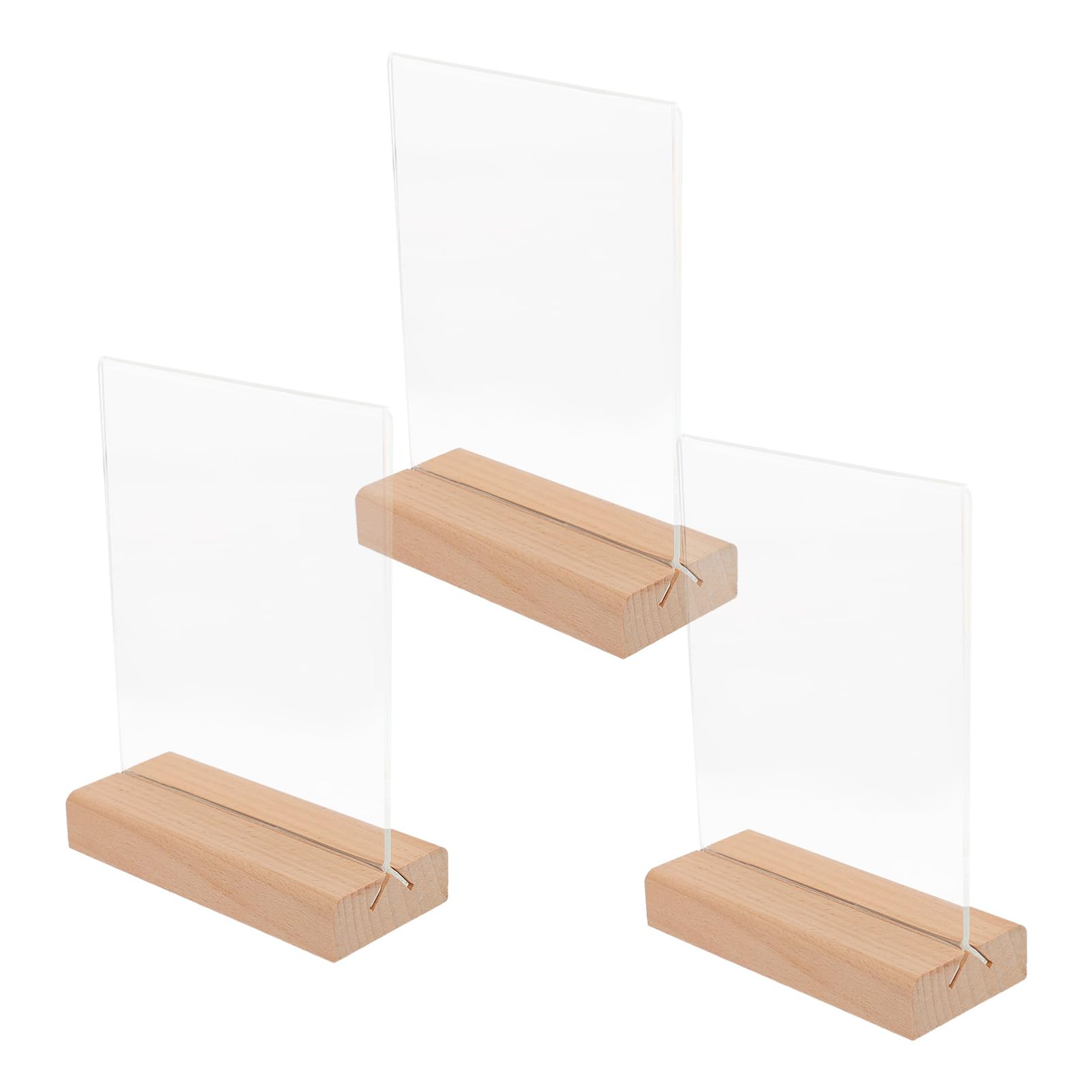 STOBAZA Display Holder for Table Menu 3pcs Wooden Base Display Stand Plate Holder Stand Bookmark Place Cards