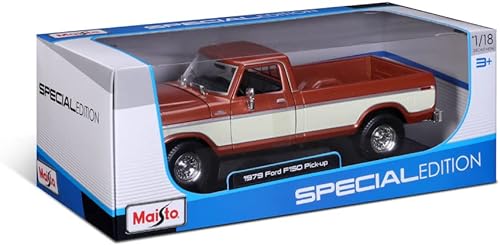 Miniatura 10 de Maisto Modelo a escala 1:18 compatible con Ford Replica modelo miniatura clásico vintage coleccionable F150 Pick-up 1979 (crema)