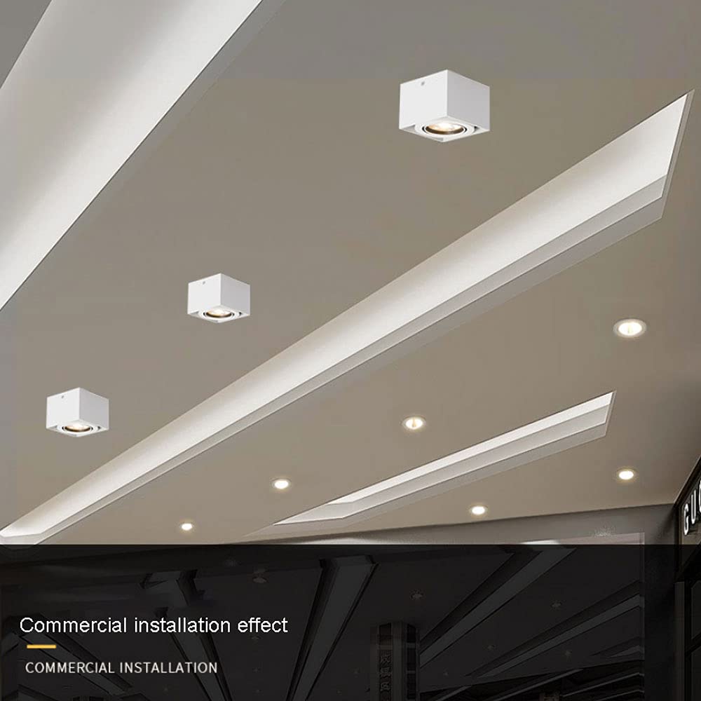 Faretto da soffitto a LED, faretto da Superficie, Illuminazione a Binario Fissa Regolabile, faretti da soffitto Quadrati Bianchi, faretti da Interno per Soggiorno, Cucina, Sala da Pranzo