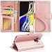 Arae Wallet Case Compatible for Samsung Galaxy Note 9 with Wrist Strap and [4-Slots] ID&Credit Cards Pocket - Rose Gold