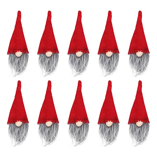 SEWACC Gnomes Wine Bottle Hat 10 Pcs Mini Christmas Gnome Bottle Hats Wine Cover Topper Christmas Decor for Party Bar Decor Dinner Gnomes