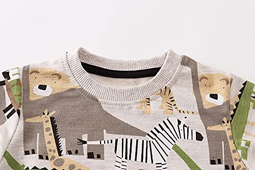 Image of Akyzic Boys Sweatshirts Cotton Long Sleeve Crewneck Pullover Toddler Kids Winter Warm Shirt Sweater Tops 3t-8t