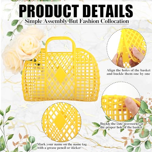 Silkfly 6 Pcs Jelly Tote Bags Plastic Easter Baskets for Egg Hunting Wedding Beach Gifts Purse Bags for Spring Party Favor(Bright Color,Small)4