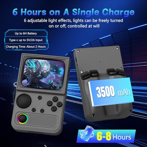 Image of R36T Retro Handheld Game Console, Portable Retro Gaming Console with 3.5 inch CRT-Inspired Screen, 3500mAh Arcade Classics, WiFi Network Battling, 64GB (Gray)