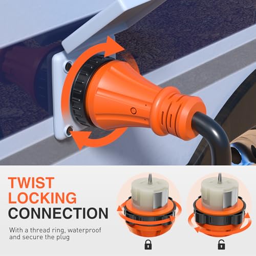 Image of Nilight 50 Amp 25FT RV Locking Extension Cord with Adapter 30Amp to 50Amp 250V Heavy Duty 6 /3+8 /1 Gauge Pure Copper STW Wire ETL Listed 4 Prong 14-50P CS6364&SS2-50R Cable Suit for Campers Caravan