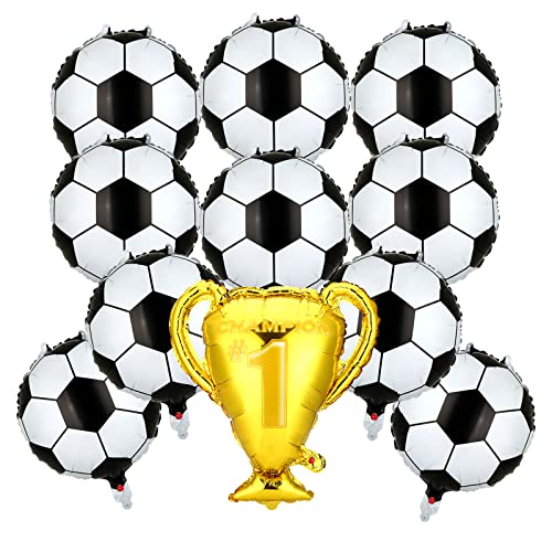 Kesote 11 Pcs Decoration Coupe du Monde de Football Anniversaire Garcon, Ballon Helium en Forme de Football, Trophée, Décorations de la Fête de Football...