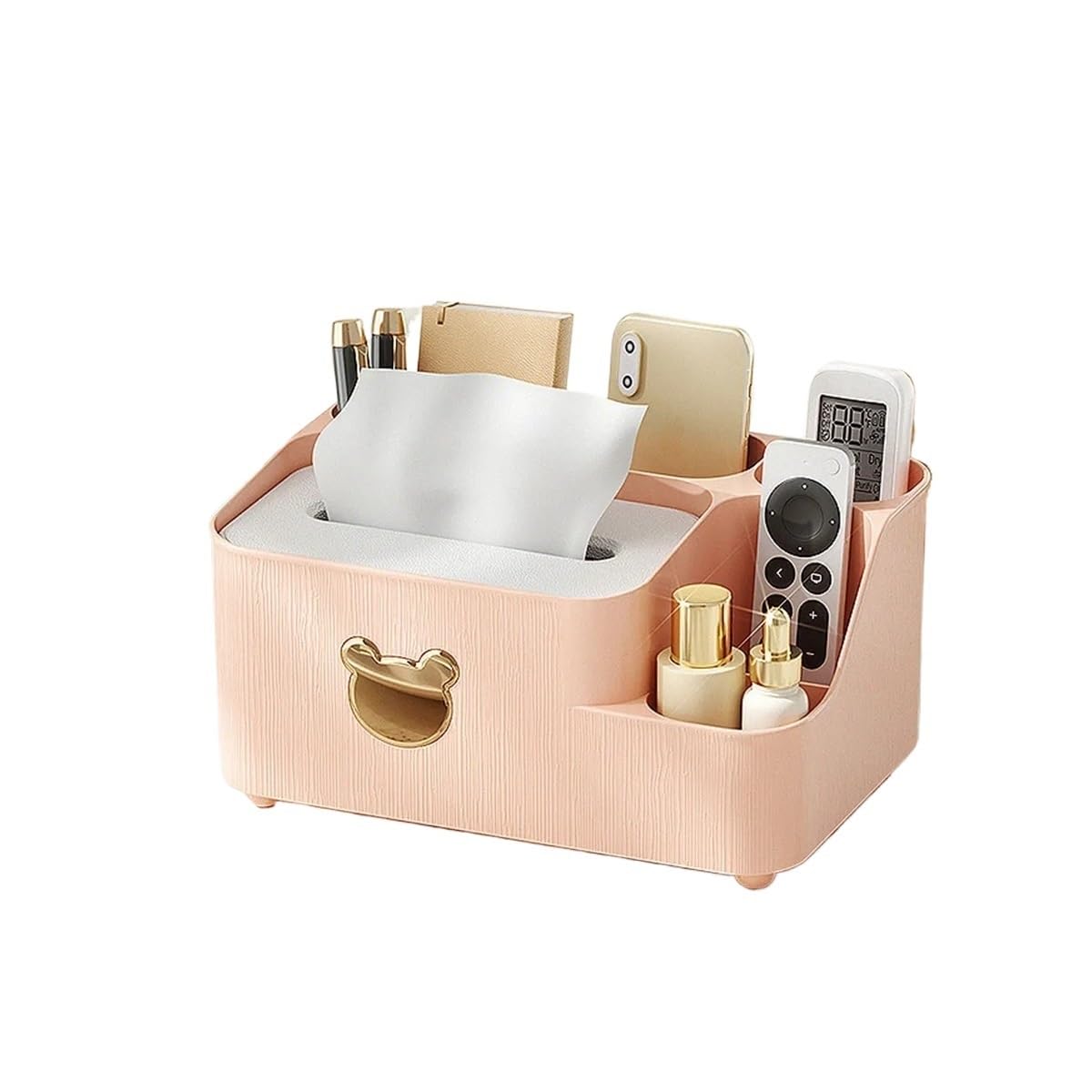 Multi Functional Tissue Storage Box Living Room Dining Paper Split Format Desktop(Pink-Large)