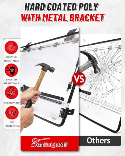 Image of StarknightMT 3-in-1 Flip Windshield with Adjustable Slide-Vent for Defender | Compatible with Can-Am Defender 2016-2026, No-Vibration, Scratch-Resistant Polycarbonate, UV-Proof, Full Front Window, Clear