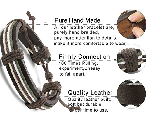 Fibo Steel 28-30 Pcs Braided Leather Bracelet For Men Women Ethnic Tribal Cuff Wrap Wrist Bracelet Linen Hemp Cool Viking Male Jewelry #TOP2
