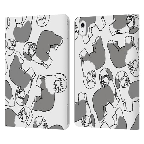Étui portefeuille vieux chien de berger anglais pour iPad Air 11 2020-2025 en cuir