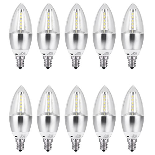 B11 LED Light Bulbs-40W Equivalent Chandelier LED Light Bulbs, 5000K Daylight White, E12 Candelabra Base, Pack of 10