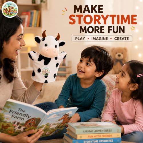 Image of American Cow Hand Puppet 22cm | Soft Plush Toy for Kids