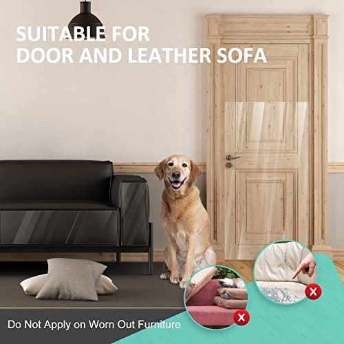 Uross Door Protector From Dog Scratching- 197" X17" Cat Scratch Furniture Protector, Dog Door Protector Scratch Guard, Transparent Self Anti-Scratch Cat Furniture Protector Tape For Window #TOP5