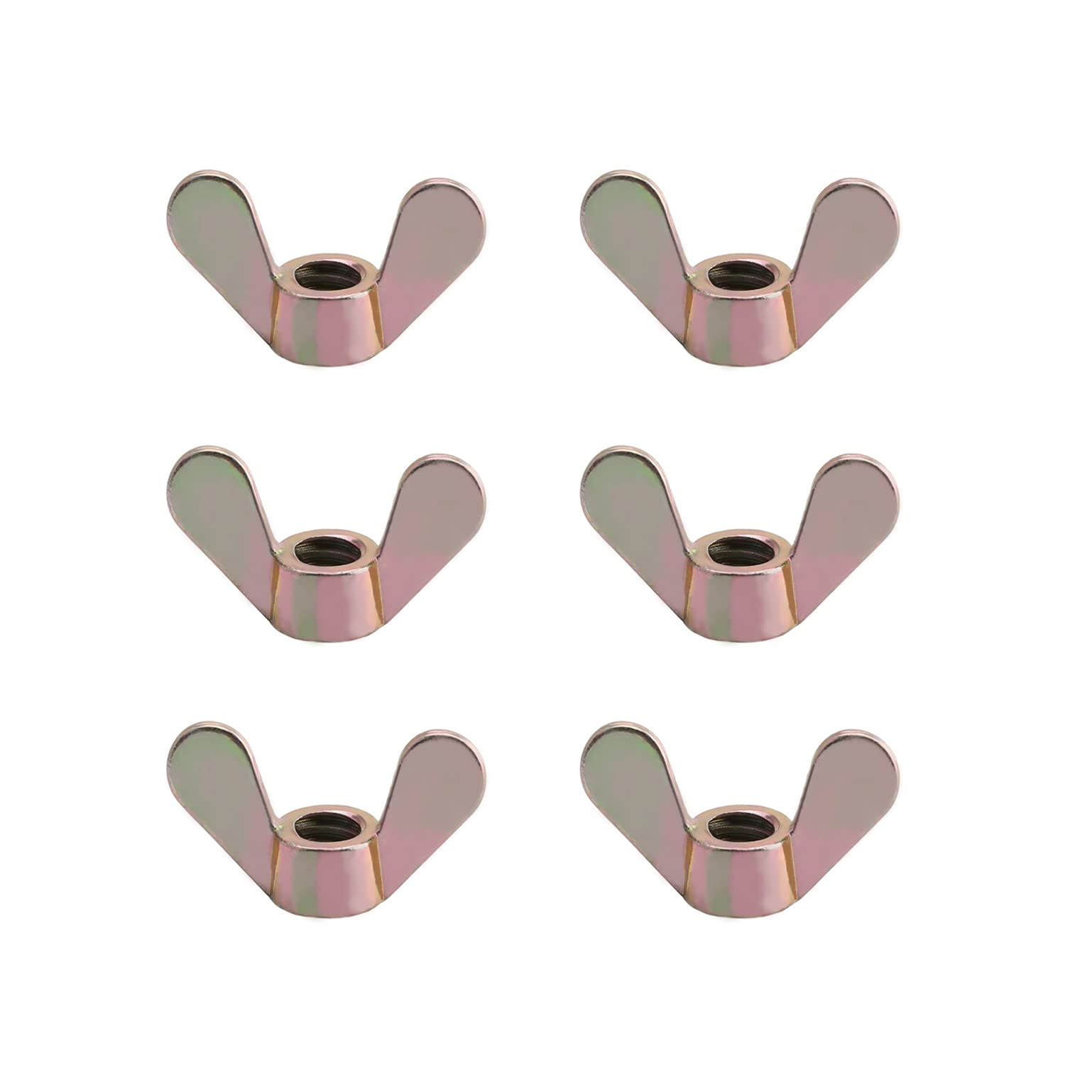 Mromax Women's Bronze Tone 1/4" Wing Nuts Zinc Plated Fasteners Parts Hurrican Screws Cymbals Butterfly Nut 20Pcs