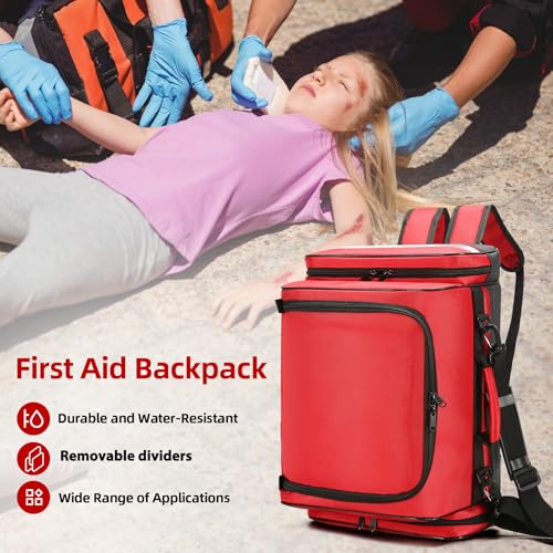 Image of First Aid Bag Empty Medical Bags First Aid Backpack Medical Backpack Shoulder /Backpack /Handheld Home Health Nurse Bag Empty First Aid Storage Bag with Detachable Divider