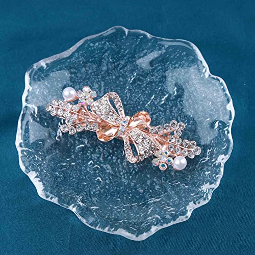Broche de cabello con cristal para boda, color champagne, con pedrería dorada brillante miniatura 3