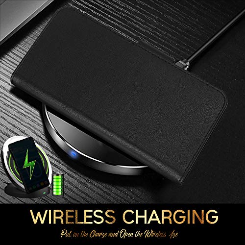 Fyy Case For Samsung Galaxy S20 Ultra 5G 6.9”Luxury [Cowhide Genuine Leather][Rfid Blocking] Wallet Handmade Flip Folio Case With [Kickstand Function] And[Card Slots] For Galaxy S20 Ultra 6.9” Black #TOP5