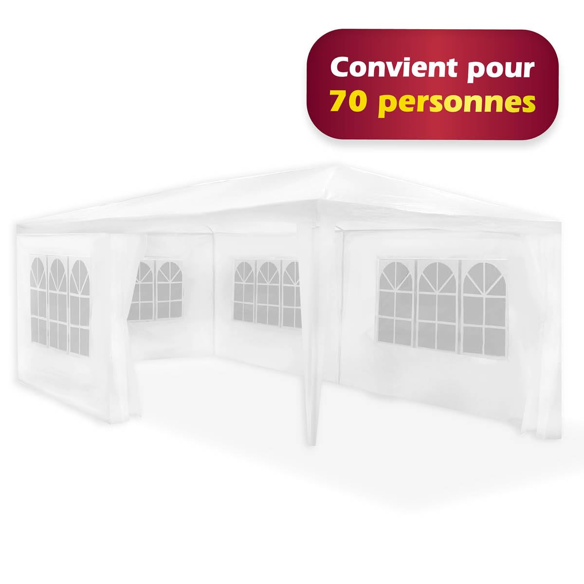 Tonnelle 3x6 Mètres – Barnum avec Parois Latérales – Chapiteau pour Jardin – Tente de Camping pour 70 Personnes – Blanc Étanche