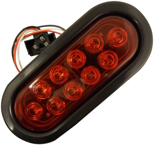Autosmart KL-35100RK Red Oval Sealed LED Turn Signal and Parking Light Kit with Light, Grommet and Plug