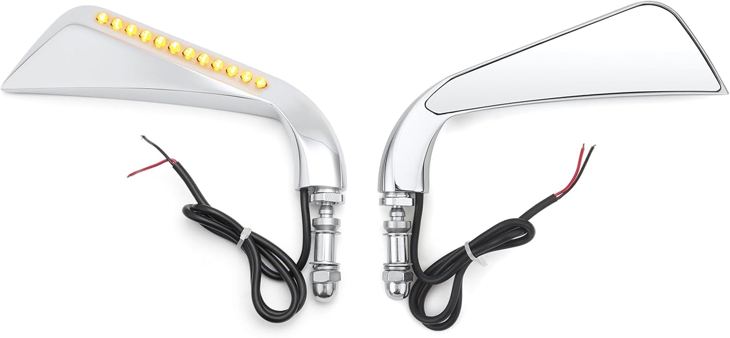8MM Black Motorcycle Mirrors with LED Turn Signal, Handlebar Rear View Side Mirrors for Harley Davidson Touring Road King Street Glide Sportster Softail Dyna Cruiser Motorcyele Mirrors-Black