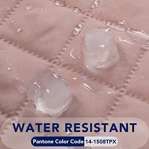Image of PureFit Reversible Quilted Sofa Cover, Water Resistant Slipcover Furniture Protector, Washable Couch Cover with Non Slip Foam and Elastic Straps for Kids, Dogs, Pets (X Large, Pink /Beige)