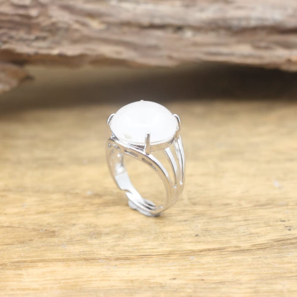 HGJH Anello Regolabile In Argento 925 Con Howlite Bianca – Ellisse Aperto, Reiki, Gioiello Donna, Regalo - 2