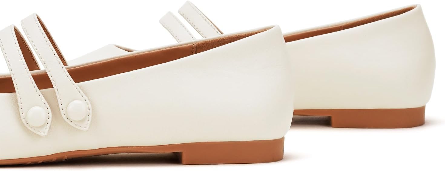 C.Paravano Genuine Leather Women's Flats | Mary Jane Flats | Square Toe Shoes | Dress Shoes with Straps