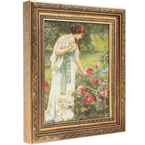 Abtgt 8x10 Canvas Floating Frame Depth 2cm Matte Gold Antique Ornate Canvas Frame for Oil Painting Art Prints Vertical or Horizontal Wall Display 1 Pack