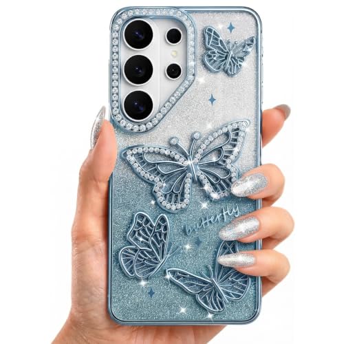 Image of Elzzi Electroplated Butterfly Phone Cover for Samsung S26 Ultra Case, Showcasing Pearlescent Diamond Soft TPU, Camera Protection, Shockproof, Dropresistant Stylish for Girls & Women (Sierra)