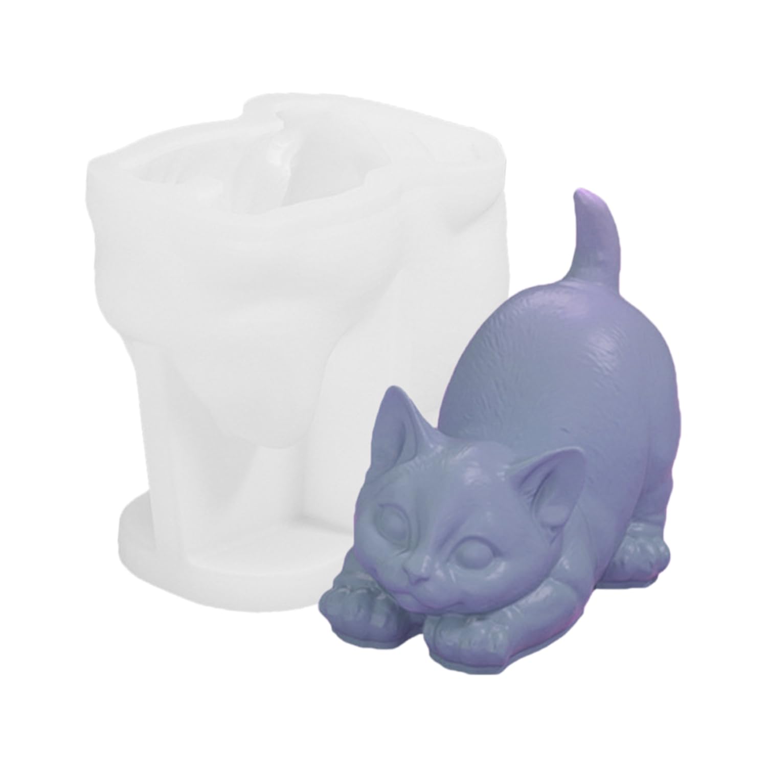 3D Cat Silicone Mould, Silicone Casting Molds, Stretching Cat Soap Molds Animal Candle Moulds Reusable, Squishy Making, DIY Mold for Epoxy Resin, Polymer, Clay, Plaster, Wax, Soap