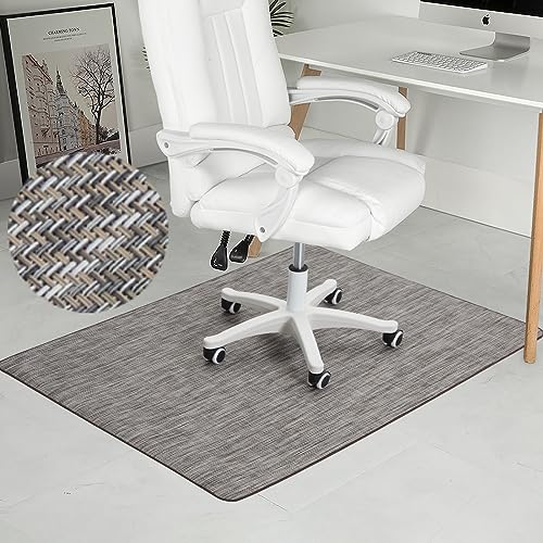 Image of Chair Mat for Hardwood & Tile Floor, 47 inch x 52 inch Heavy Duty Office Chair Mat for Rolling Chairs, Anti Slip, Non-Curve, Floor Protector for Home Office, Heathered Gray