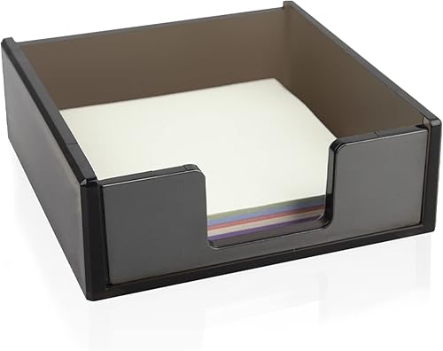 Soporte de notas adhesivas de acrílico negro para escritorio, organizador autoadhesivo, soporte para bloc de notas con diseño antideslizante para