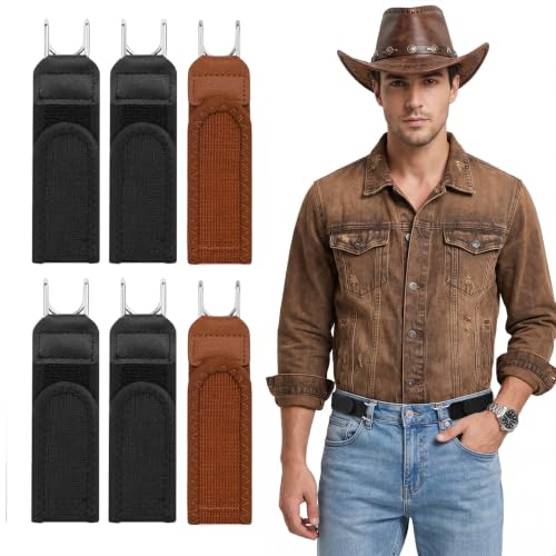 6 cinturones sin hebilla para hombre Cinturón elástico ajustable sin hebilla para hombre y mujer, cinturón elástico invisible sin hebilla con gancho de metal para vaqueros y trabajo al aire libre