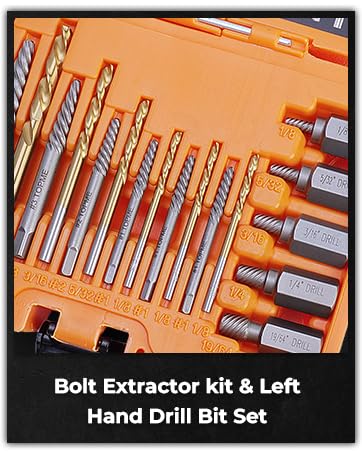 19 Piece Screw Extractor and Left Hand Drill Bits Set, Easy Out Screw Extractor Set with HSS Steel Reverse Drill Bit for Removing Stripped Damaged Broken Screw,Bolts,Nuts thumbnail