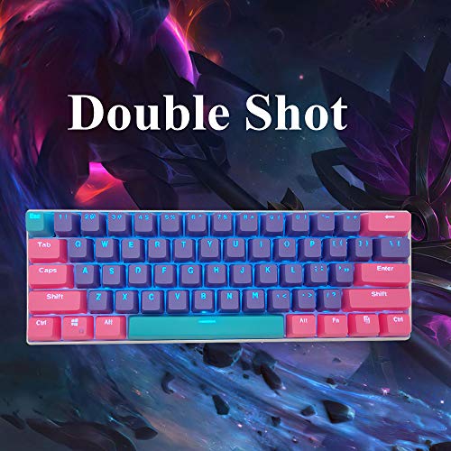 Image of WHYSP 61 PBT Keycaps for 60 Percent Keyboard, Backlit Keycap Set for Mechanical Gaming Keyboard OEM Profile Blue Keycaps with Key Puller for Cherry MX Switches (Peach)