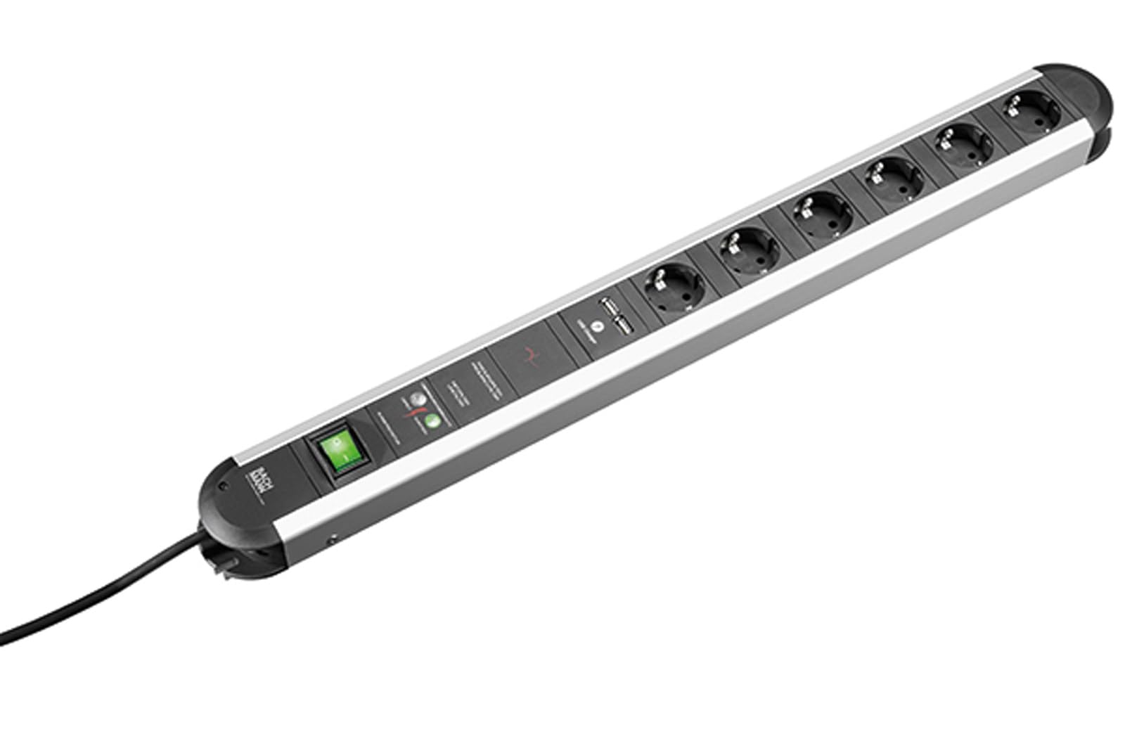 Multiprise 6 prises de terre Bachmann Primo Bloc avec protection et chargeur USB noir