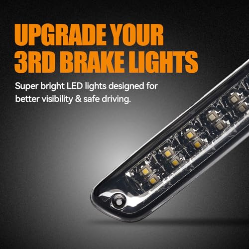 Image of Third 3rd Brake Light LED for 2004-2012 Chevy Colorado, High Mount Rear Brake Lights Assembly for 04-12 GMC Canyon, Waterproof Center Cab Cargo Lamp Stop Light (Smoke)