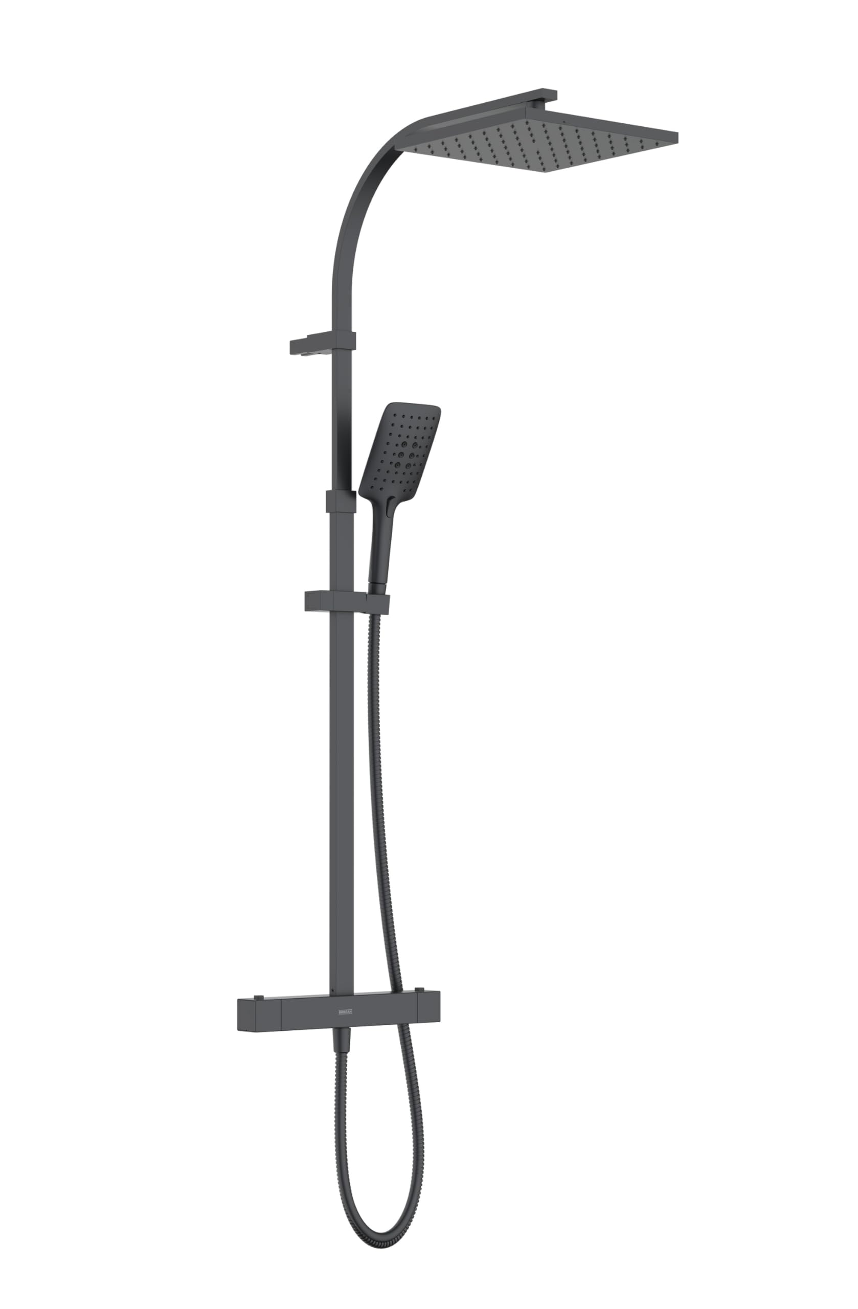 Mitigeur thermostatique noir deux sorties pour douche moderne Bristan Qubo