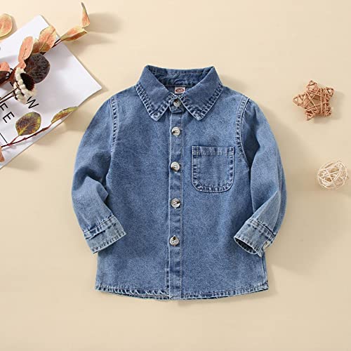 KAGAYD Toddler Baby Boy Girls Denim Jacket Button Down Basic Ripped Hoodie Jeans Coat Kid Cowboy Outwear Casual2