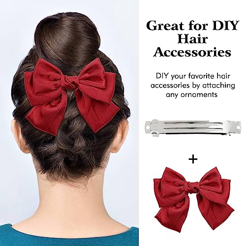 Cinaci 20 Pack 6cm/2.4" Simple Plain Blank DIY Caft Silver Metal French Hair Barrettes with Black Leather Cover Snap Hair Clips Clasps for Women Girls Teens Hair Accessories - Image 3